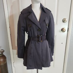 Women's Gray Belted Trench Coat